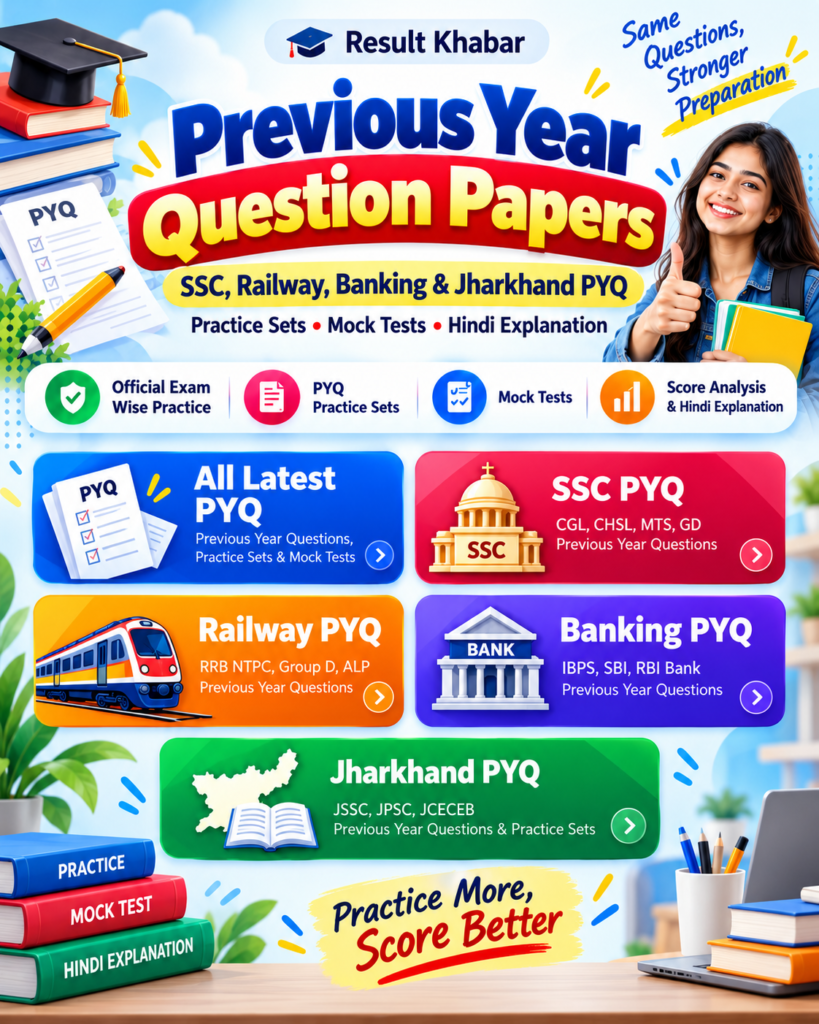 Previous Year Question Papers for SSC, Railway, Banking and Jharkhand Exams